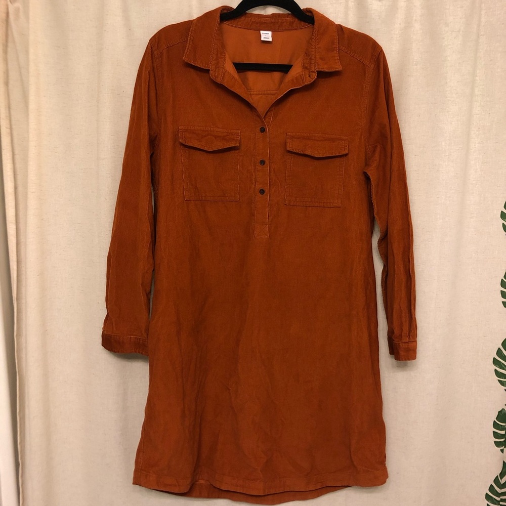 NWT rust orange cognac color corduroy dress